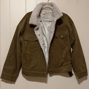 Love Riche Brown Corduroy Jacket with White Sherpa Lining
